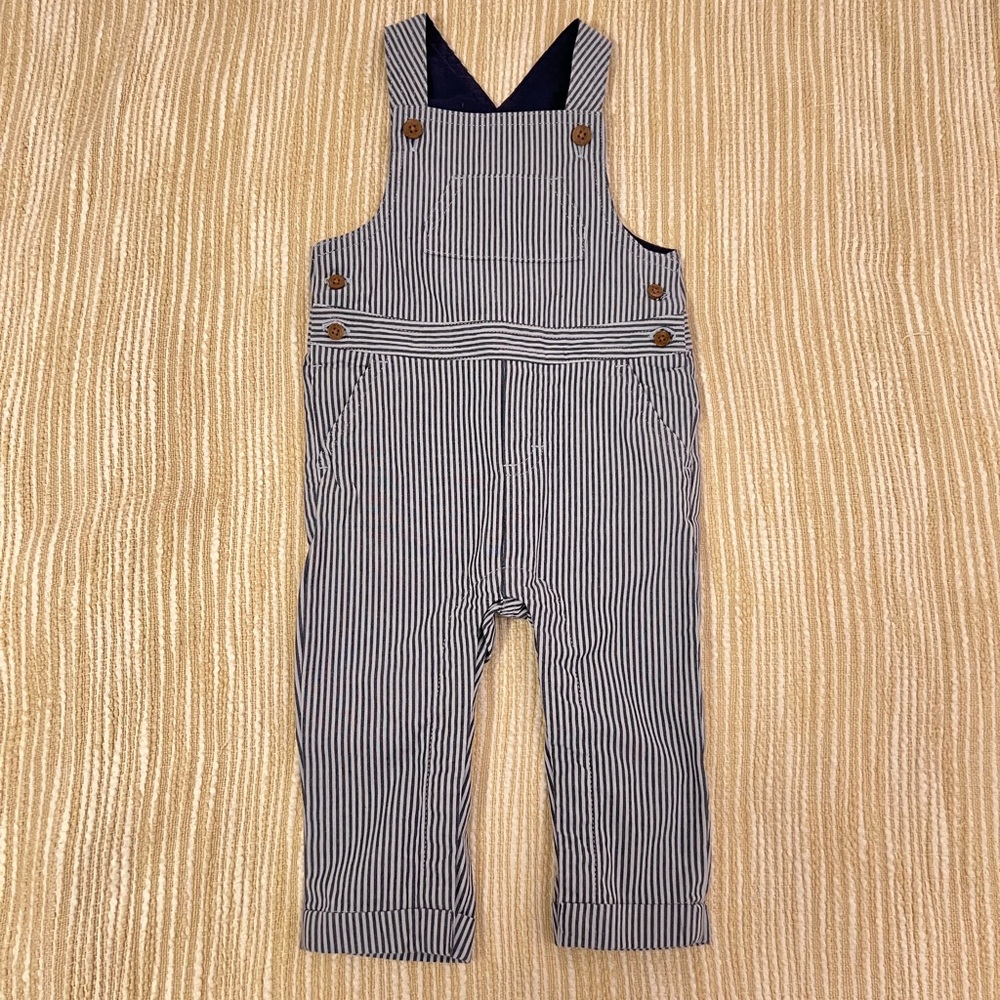Janie and Jack Baby Railroad Stripe Overalls, Size 6-12 months